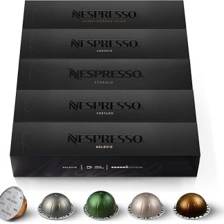 Кофемашина NESPRESSO Vertuo, набор из 50 капсул: Signature (230 мл), Gran Lungo (150 мл) и Double Espresso (80 мл), обжарка от средней до темной, совместима с капсульными кофемашинами VERTUO.