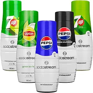 Sodastream 5x сироп Pepsi + Pepsi MAX + Mirinda + 7UP + зеленый чай Lipton