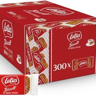 Печенье Lotus Biscoff – упаковка 300 штук – Оригинальное печенье Lotus Biscoff со вкусом спекулос – Традиционный рецепт, без красителей – Индивидуальная упаковка