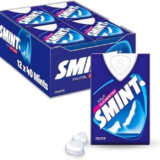 Smint Mint, 12 упаковок по 40 мятных леденцов, без сахара, с ксилитом, обеспечивает свежесть дыхания более 2 часов (12 x 40 штук)