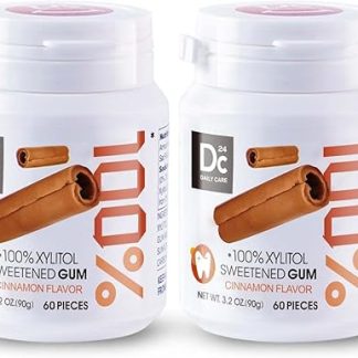 Жевательная резинка DC24 DAILY CARE со 100% ксилитом, без аспартама, без сахара, с натуральным ароматом корицы, без глютена, веганская, 60 штук (2 упаковки)