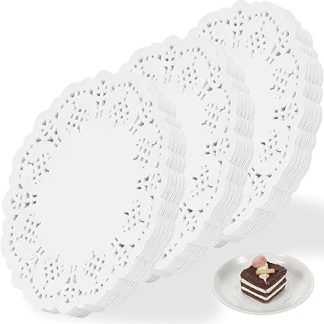300 круглых кондитерских насадок диаметром 9 см, кружевные подставки под стаканы, кухонная бумага, бумага для выпечки, салфетка для стола, для дня рождения, свадьбы, вечеринки, торта, пиццы, бумажных тарелок.