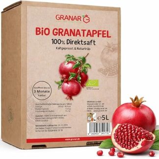 Granar 5 литров органического гранатового сока, свежевыжатый из орехов, 100% гранатовый сок в коробке, натуральное молоко, нефильтрованный и естественно мутный, свежая упаковка каждые 6 недель.