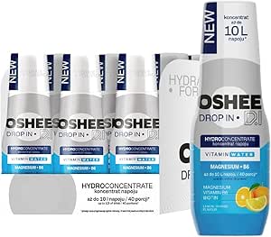 OSHEE DROP IN - Набор из 9 бутылок гидроконцентрата по 500 мл - Лимон и апельсин - Витамины и магний - Без искусственных добавок - До 10 л напитка