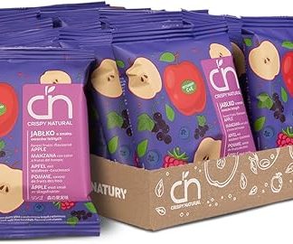 Хрустящие натуральные яблочные чипсы со вкусом лесных ягод, сушеные, 24 x 18 г, натуральные фруктовые чипсы, без добавления сахара, источник клетчатки.