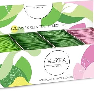 Veertea - Чайный набор - Зеленый чай - 100 чайных пакетиков, индивидуально упакованных в конверты - Различные вкусы - Большая упаковка, подарочный набор, подарок для любителей чая