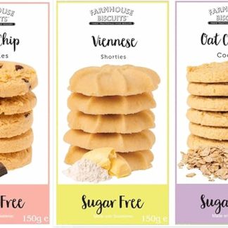 Печенье Farmhouse без сахара, упаковка | 3 шт. | Печенье с шоколадной крошкой 150 г x 1, Венское печенье 150 г x 1, Овсяное печенье 150 г x 1