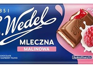 Молочный шоколад E.Wedel с малиновой глазурью, 100 г.