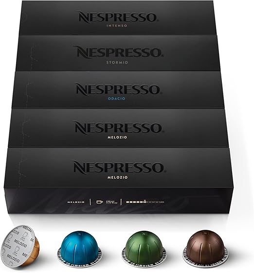 NESPRESSO VERTUO, Фирменный кофе (230 мл), средняя и темная обжарка, 50 кофейных капсул