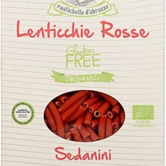 Rustichella d'Abruzzo Седанины из красной чечевицы Органическая безглютеновая мука из красной чечевицы (короткозернистая) - 1 x 250 г Итальянская ремесленная веганская паста, богатая клетчаткой