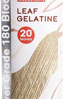 Желатин Mr.P. Ingredients, листовой, 20 листов, 50 г, серебряного качества, 180 Bloom, без глютена, без ГМО, говяжий желатин, халяль, листы в герметичном пакете.