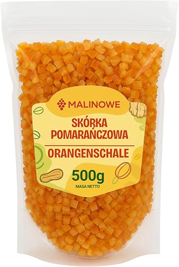 Малиновая апельсиновая цедра, 500 г, цукаты в виде кубиков