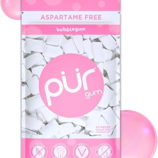 Жевательная резинка PUR со 100% ксилитом, без сахара, без сахара, без глютена, подходит для веганов и кето-диеты - полезная, низкоуглеводная, с натуральным вкусом, 55 штук (1 упаковка)