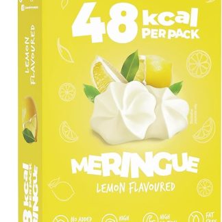 Низкокалорийные лимонные безе LoCCo (48 ккал) – Хрустящая закуска без сахара – Всего 1 ккал в одном безе – Кето-диета, низкоуглеводная диета, высокое содержание клетчатки (28 г)