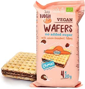 СУПЕР ФУДЖИО Органические вафли без сахара с какао и ореховым кремом, 4 x 30 г