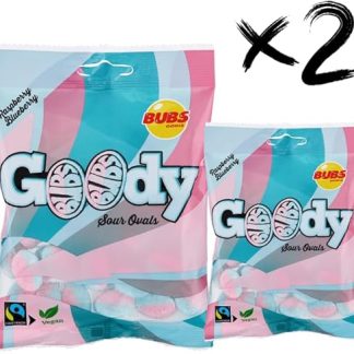 Конфеты Bubs Goody Sour Ovals со вкусом малины и карамели, 2 упаковки по 90 г.