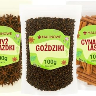 Набор для зимнего аромата: малина, звездчатый анис 100 г, палочки корицы 100 г, гвоздика 100 г.