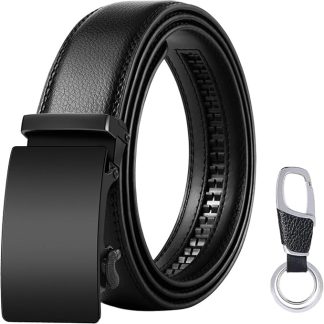 Мужской кожаный ремень flintronic ® с автоматической пряжкой, модный ремень с храповым механизмом, 3,5 см * 130 см, с брелоком и подарочной коробкой.