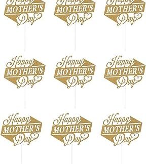 Украшения для торта ко Дню матери с блестками, украшение для торта «Лучшая мама на свете», золотые блестящие шпажки для кексов «Мама», декоративное украшение для вечеринки ко Дню матери, 9 шт.