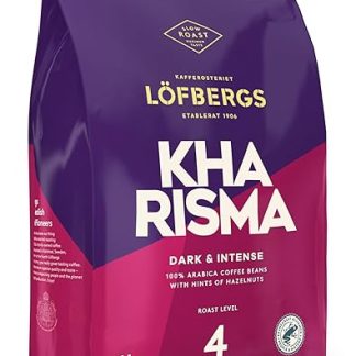 Кофе LÖFBERGS Kharisma, 100% арабика, темная обжарка, насыщенный вкус с нотками орехов и какао, сертифицирован Rainforest Alliance, 1 кг.