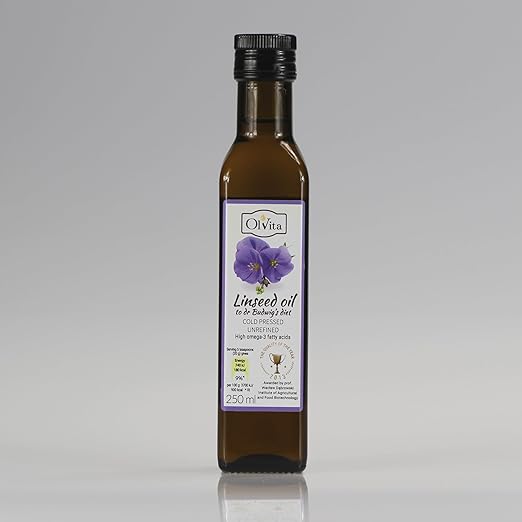 Нерафинированное льняное масло Budwig холодного отжима, 250 мл OLVITA