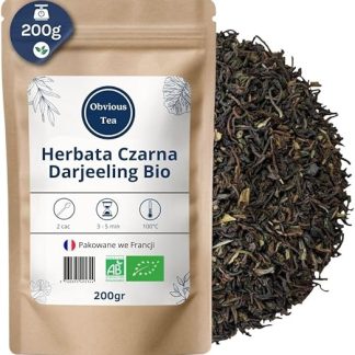 Органический черный чай Дарджилинг SFTGFOP1, рассыпной – веганский чай, 100% натуральный, без ГМО – органическое земледелие – упаковано во Франции – пакетик 200 г (100 чашек)