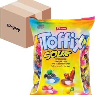 Кислые конфеты Sugusy Sour Toffix Elvan, 1 кг, с блестящей начинкой + коробка Shipsy.