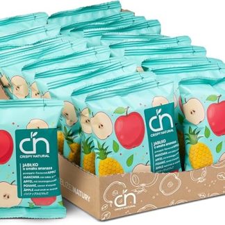 Хрустящие натуральные сушеные яблоки с ананасовым соком, 24 шт. по 18 г. Натуральные, без добавления сахара, без глютена. Удобная упаковка.