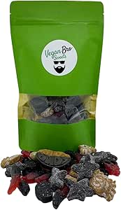 Vegan Bro SWEETS Большая упаковка лакричных конфет – 500 г веганских фруктовых желе, жевательной резинки, лакрицы, идеально подходит в качестве подарка.
