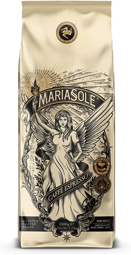Кофейные зерна Mariasole Caffè Espresso — традиционная сицилийская обжарка на дровах — 1 кг высококачественных зерен для эспрессо, достаточных для полной кофемашины и фильтра.