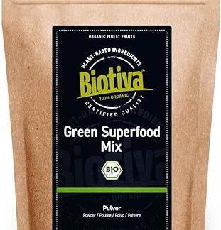 Зеленый суперфуд-микс в органическом порошке 800 г (2 x 400 г) – ячменная трава, пшеничная трава, спирулина, хлорелла, моринга, корень одуванчика, крапива, морские водоросли и матча – смесь из 9 суперфудов