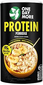 Овсяная каша OneDayMore со вкусом банана и карамели с высоким содержанием белка – идеально подходит для занятий спортом и здорового питания, 450 г.