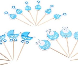 Украшения для кексов, 18 штук, милые украшения для детского дня рождения, для детского праздника (синие)