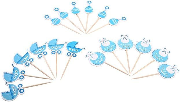 Украшения для кексов, 18 штук, милые украшения для детского дня рождения, для детского праздника (синие)