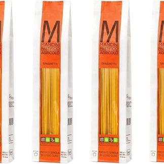 Mancini Pastificio Agricolo Spaghetti Linea Classica – ремесленные макароны из манной крупы твердых сортов пшеницы из Марке, бронзовой формы и медленно высушенные – 4 упаковки по 500 г