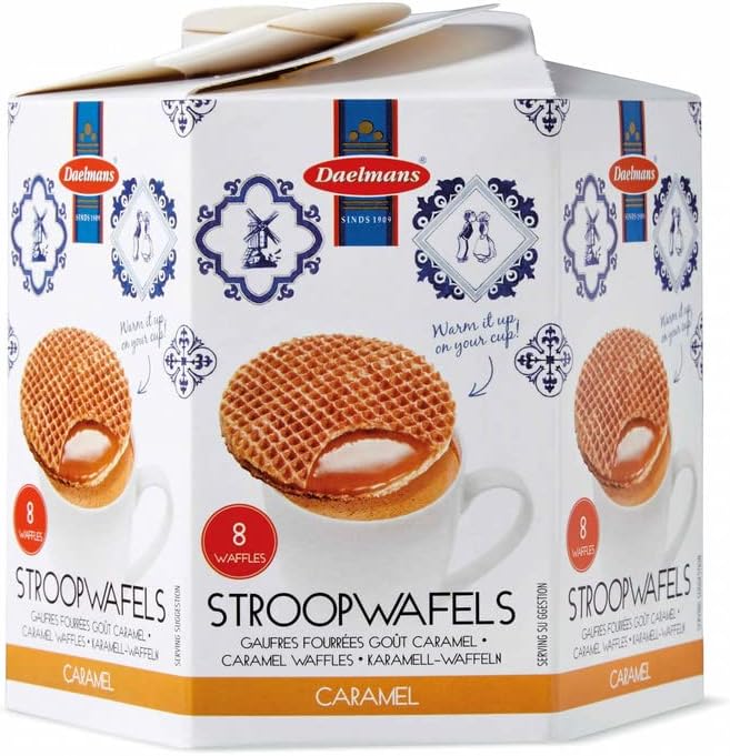 Вафли Daelmans Stroopwafels – Карамельные вафли – 230 г в коробке Hexa Box – Настоящие голландские карамельные вафли – Стробоскопические вафли