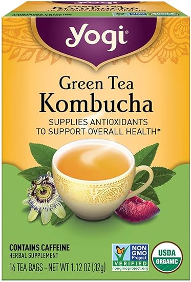 JARA Yogi Teas Органический зеленый чай комбуча (16 чайных пакетиков)