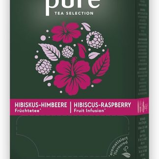 Чай Pure Tea Selection со вкусом малины и гибискуса, 25 пакетиков из кукурузного крахмала, тканые и изготовленные из промышленного компоста, 25 пакетиков по 3 г.