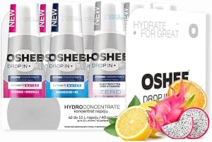 OSHEE DROP IN - Набор из 9 бутылок гидроконцентрата по 500 мл - Смесь 3 вкусов - Витамины, электролиты, магний - Без искусственных добавок - До 10 л напитка