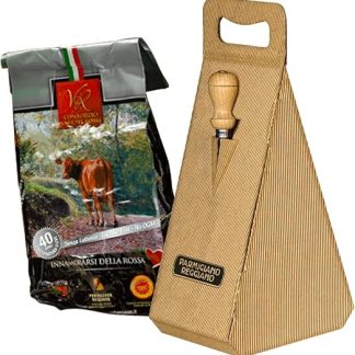 Специальный набор YesEatIs - Пармиджано Реджано Consorzio Vacche Rosse, 40 месяцев, 1 кг - Подарочная коробка с ножом из нержавеющей стали