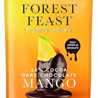 FOREST FEAST Сушеное манго с темным шоколадом, 6 x 100 г, сочные сладкие манго с 60% бельгийским темным шоколадом, безглютеновые и веганские закуски.