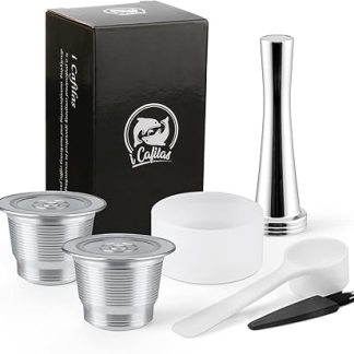 Многоразовые капсулы Cafilas из нержавеющей стали для Nespresso, совместимые с Nespresso, 2 капсулы Nespresso + 1 ложка + 1 щетка + 1 темпер + 1 вспомогательное средство для утрамбовки.