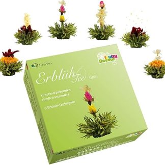 Чайный набор Creano Flowering Teas – Фруктовый зеленый чай (6 различных сортов чайной розы) – Подарок для женщин, мам и любителей чая.