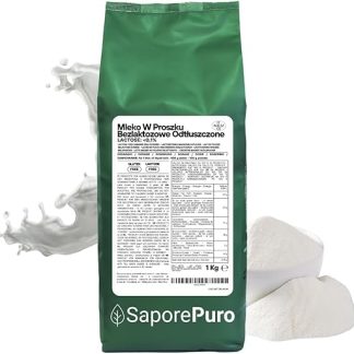 Обезжиренное сухое молоко SaporePuro без лактозы, 1 кг Высокая растворимость Идеально подходит для выпечки тортов, хлеба и мороженого Профессиональное и промышленное использование Без лактозы Без глютена