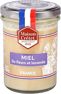 Maison Crétet Французский мед из цветов лаванды Непастеризованный мед 100% натуральный Стеклянная банка 250 г