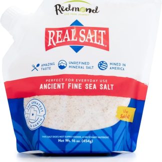 Натуральная соль Redmond, древняя мелкозернистая морская соль, нерафинированная минеральная соль, пакет 16 унций (1 упаковка)