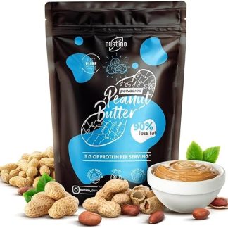 Nustino Порошок арахисового масла без сахара, 400 г - Высокое содержание белка (50%), на 90% меньше жира, веганский и безглютеновый продукт.