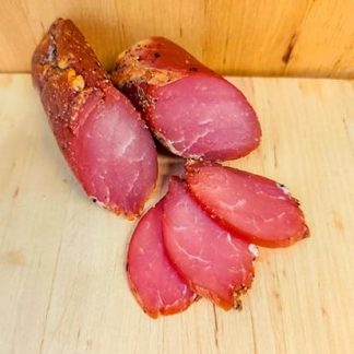 Цельный кусок ветчины, копченый на буке лосось, фирменная колбаса «Гурнова», 300 г