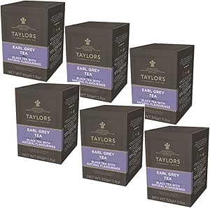 Taylors® Черный чай Эрл Грей с бергамотом и легким ароматом Черный чай Эрл Грей с бергамотом - 6 x 20 чайных фильтр-пакетов (300 г) Пакетики черного чая Эрл Грей