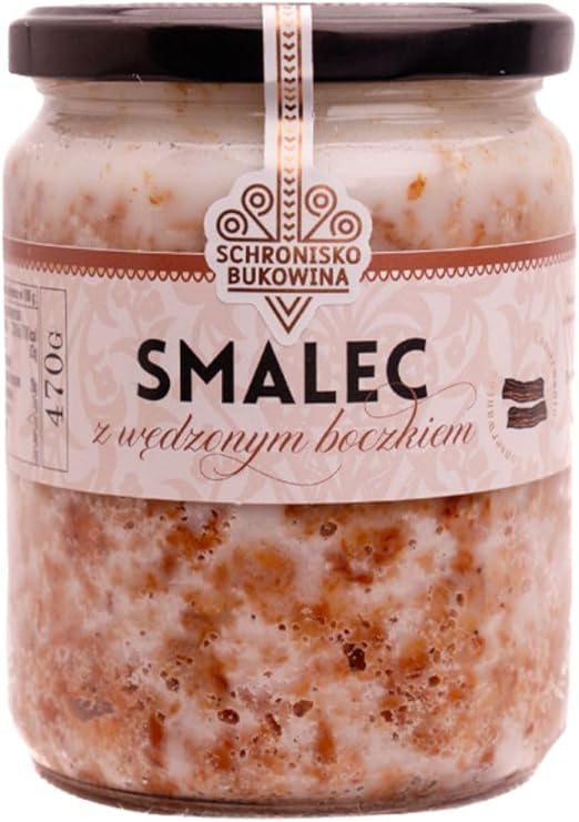 Свиной жир Schronisko Bukowina с копченым мясом и беконом, большой, чистый состав, 470 г.